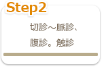 step2　切診～脈診、腹診。触診